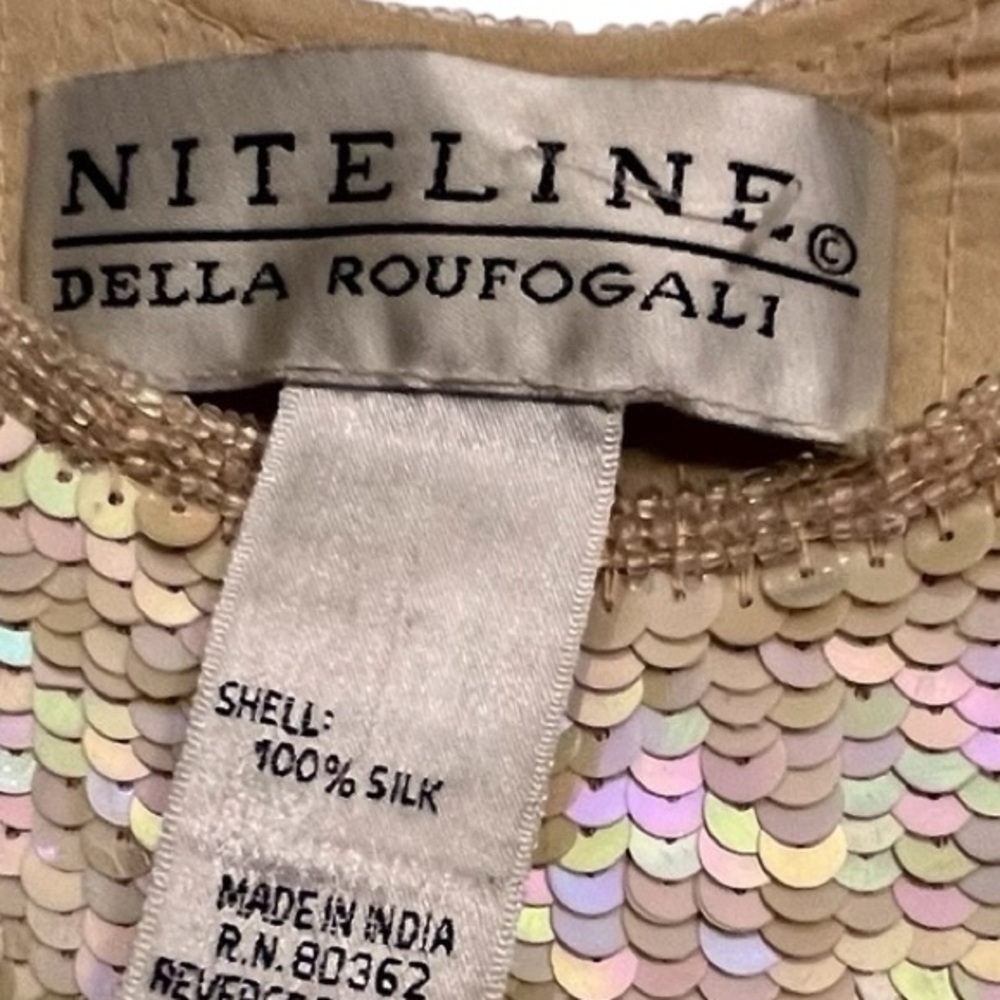Niteline by Bella Rourfagali size 12-14 Ivory sequin tank AB sequins side slits - Picture 13 of 16